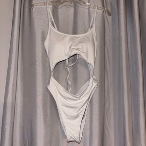 White One-Piece Bathing Suite: Size: Medium.